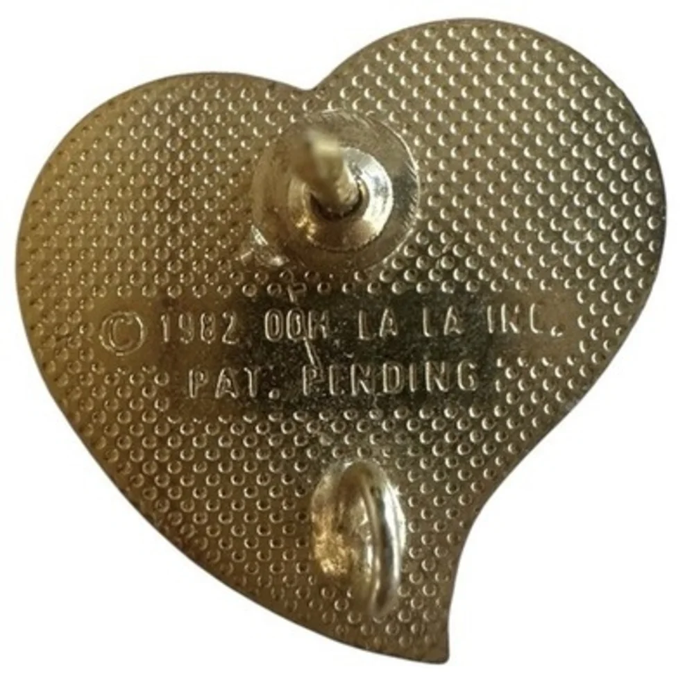 Vintage 1982 Ooh La La Inc MARK Teal Heart Name Pin Brooch Gold Tone VG